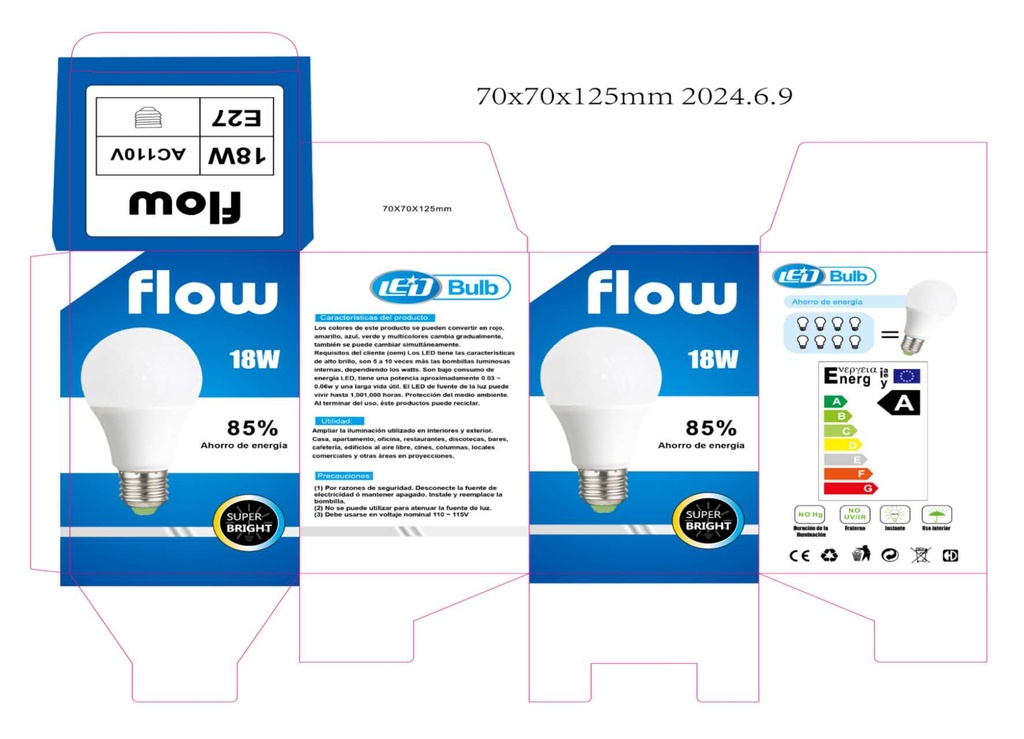 BOMBILLO AHORRATIVO E27/110V/ 18W