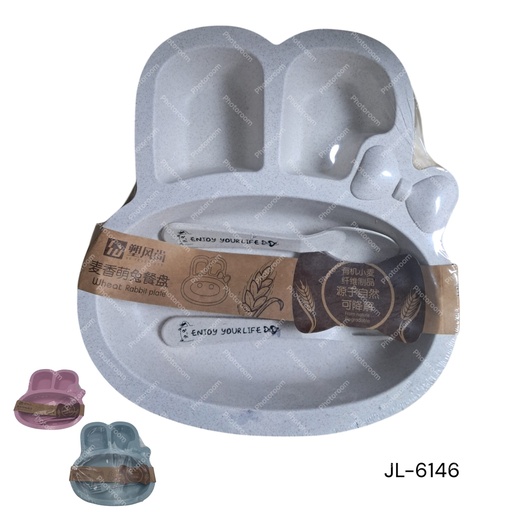 [JL-6146] PLATO PARA BEBE CON CUBIERTOS CONEJO