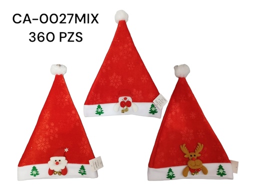 [CA-0027MIX] NAVIDAD GORRO 42CM RE. SA. MU