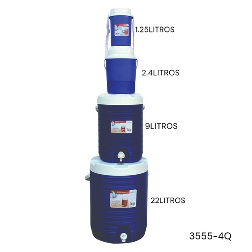 [3555-4Q] HIELERA AZUL SET 4 PCS